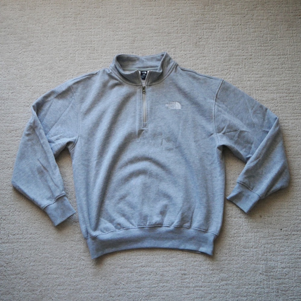 The North Face Mens Grey Circular Design Quarter Zip Fleece Sweatshirt Medium